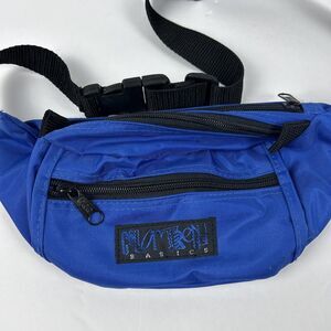 Vintage 90’s Color Trend Fanny Pack Waist Bag Zipper Primary Blue 42” Vacation